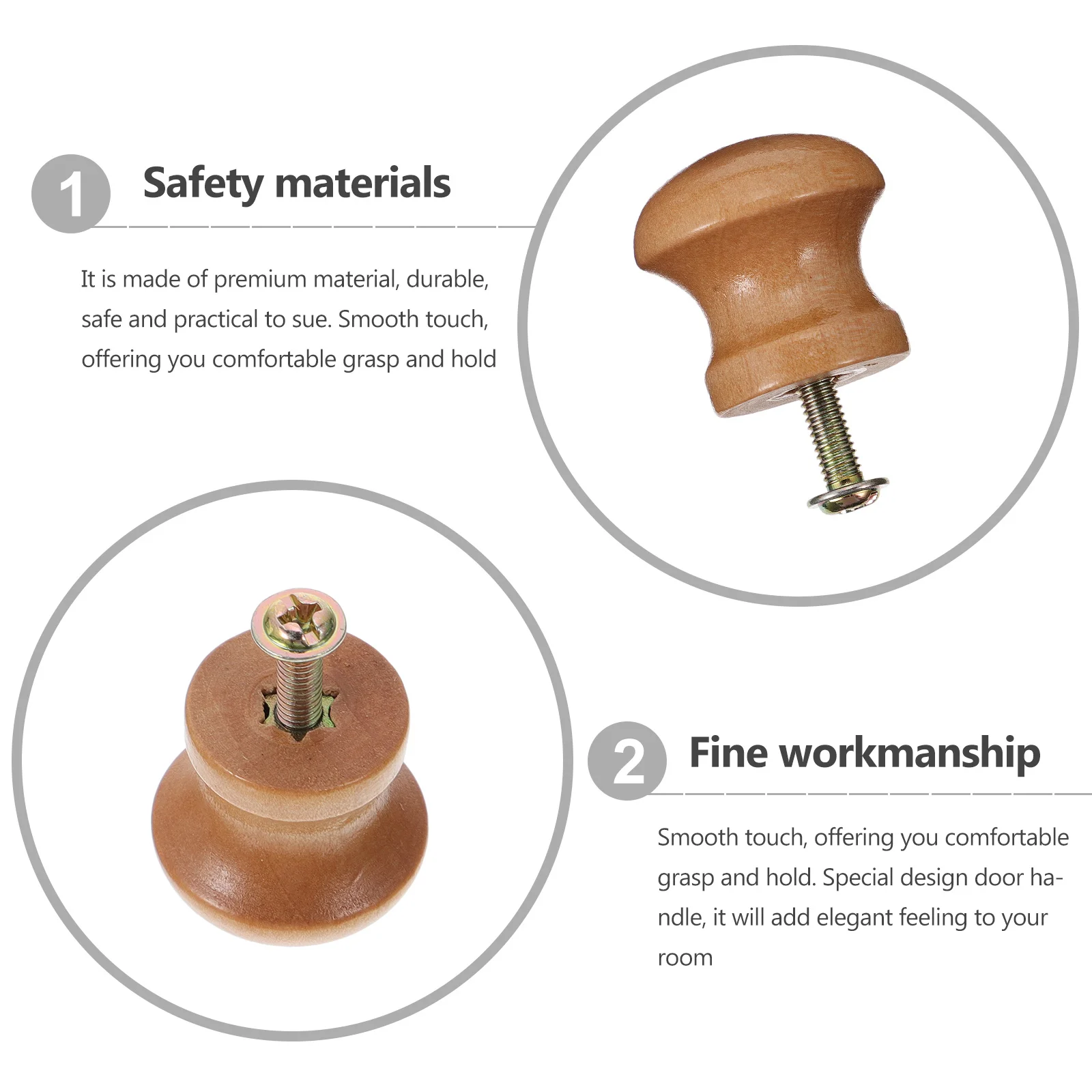 

12Pcs Simple Wooden Pull Handles Durable Delicate Cabinet Door Knob Replacement Furniture Accessory Cabinet Door Knob