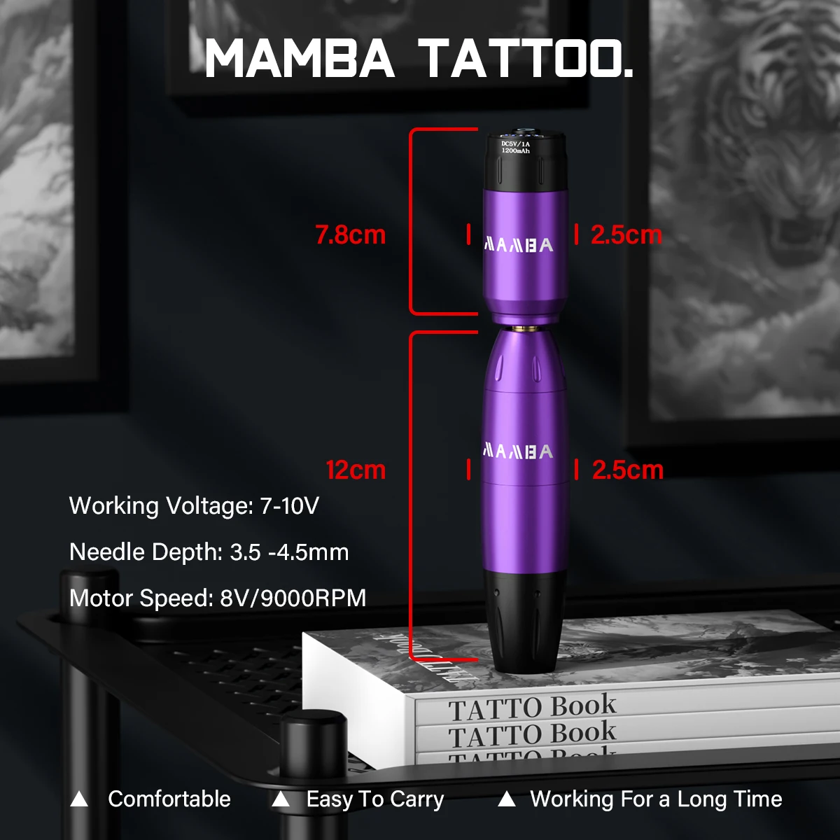 Professional MAMBA Mini Wireless Tattoo Power Supply  Type-C Interface Tattoo Battery 1200mAh  For Rotary Machine Fast Charger