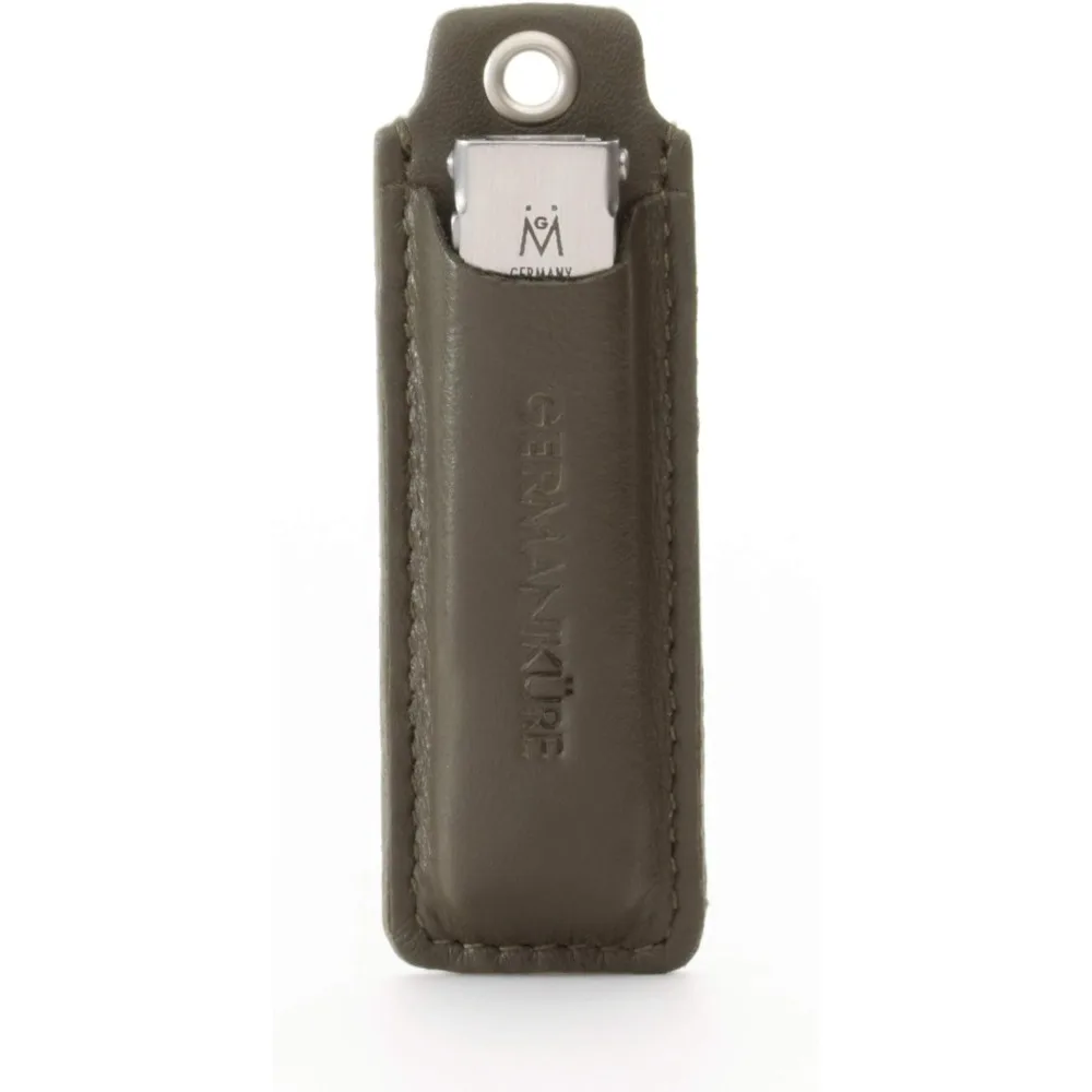 

Карманный кожаный брелок для стрижки ногтей GERMANIKURE — складной инструмент для ухода за ногтями «все в одном» — сделано в Германии из нержавеющей стали FINOX