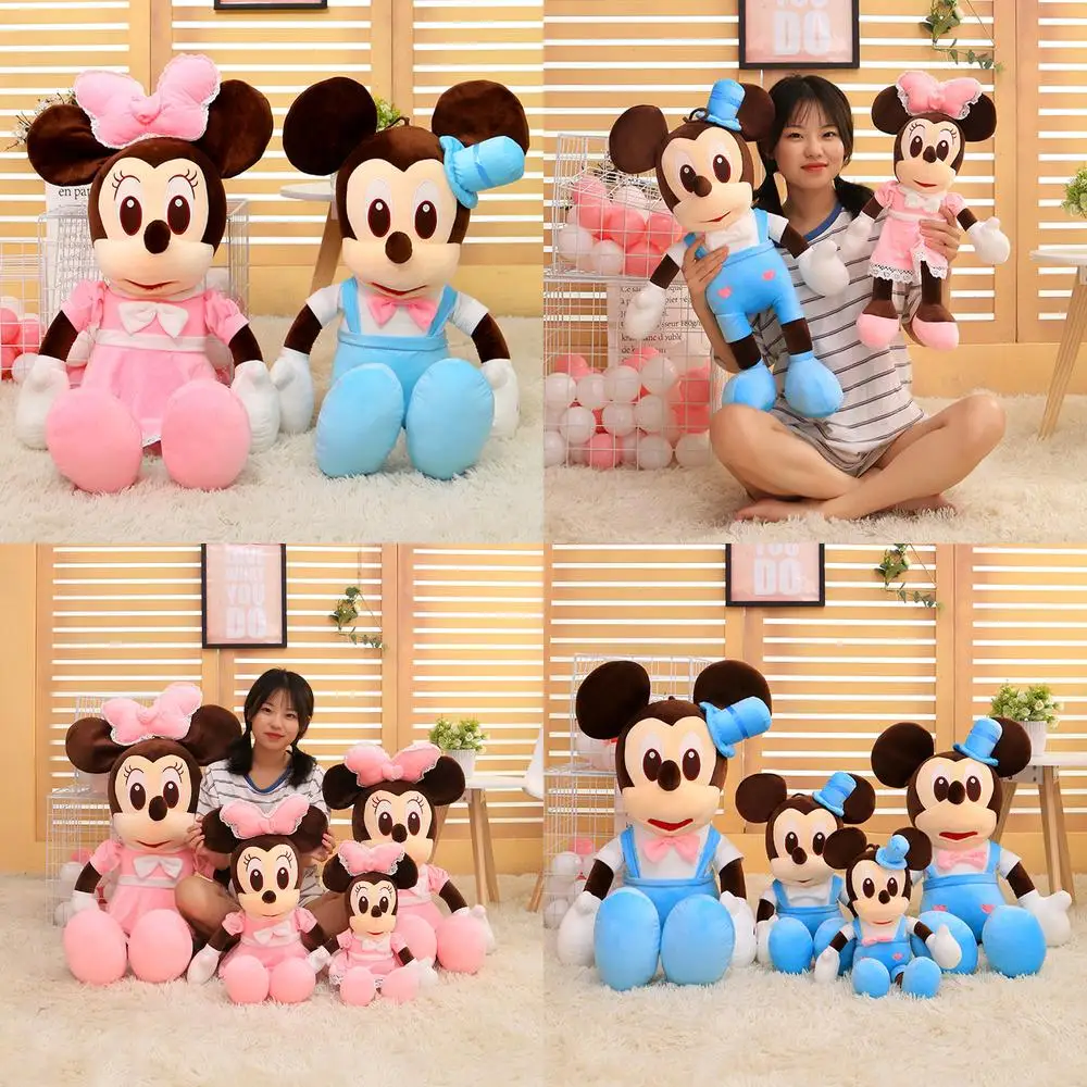 

110 см кавайная плюшевая игрушка Микки и Минни, большая мягкая кукла, пара, детский подарок на день рождения, милое заполненное животное, мягкая игрушка для детей, лучшая