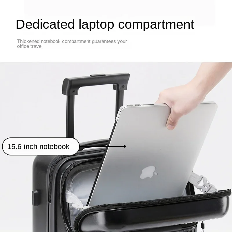 Suitcase Front Opening Luggage 20" Laptop Bag USB Multifunction Trolley Case Travel Bags Zipper 22/26 inch Cabin Suitcases