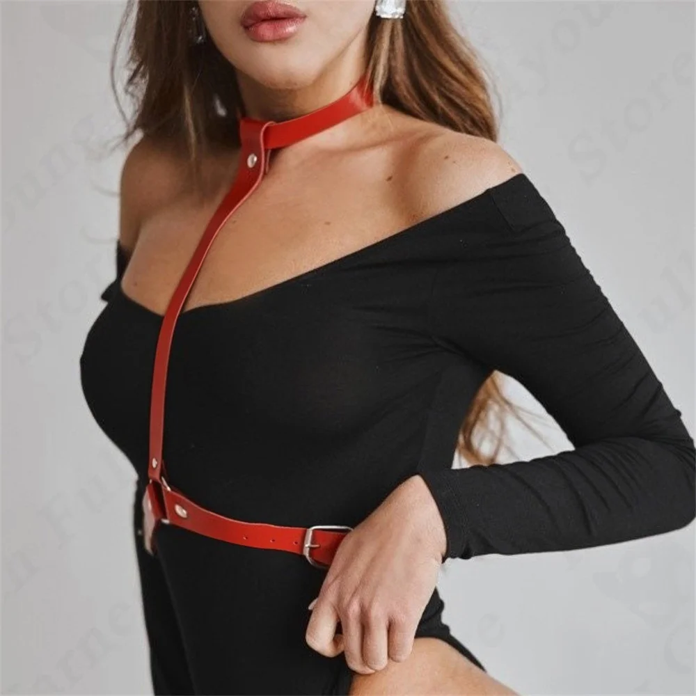 Women Sexy PU Leather Harness Etrico Lingerie Body Bondage Suspender  Stockings Garter Rave Sword Belt Gothic Clothes Belt