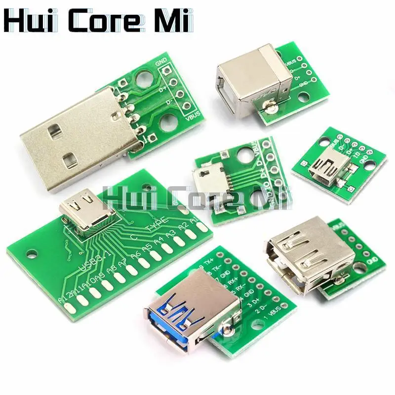 5-шт-micro-mini-usb-a-Мужской-usb-20-30-a-Женский-usb-b-Разъем-Интерфейс-к-254-мм-dip-pcb-Конвертер-Адаптер-Коммутационная-плата