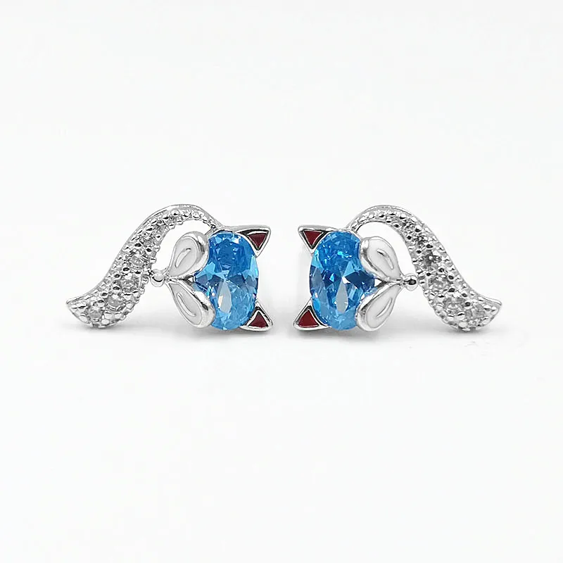 

New Arrival 925 Sterling Silver Shiny Zircon Blue Fox Series Women's Earrings Luxury Exquisite Party Jewelry Gift