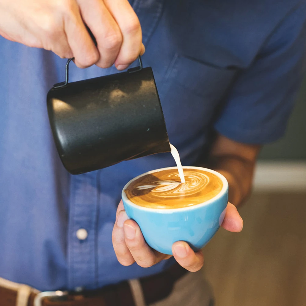 

Stainless Steel Coffee Frothing Pitcher for Steaming Milk Black Formula Easy Clean Latte Art Cappuccino Ergonomic H