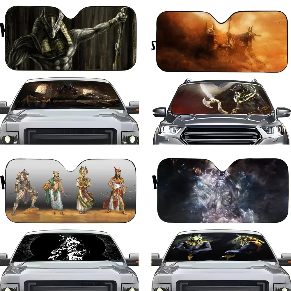 

Ancient Egypt Egyptian God Egyptian Cat Anubis Car Sunshade Windscreen Visor Windscreen Heat Reflector Protect Car Interior