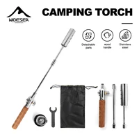 Lanzador de llamas de mango largo Widesea, antorcha portátil desmontable de acero inoxidable para acampar, fácil de llevar para principiantes al aire libre, barbacoa C