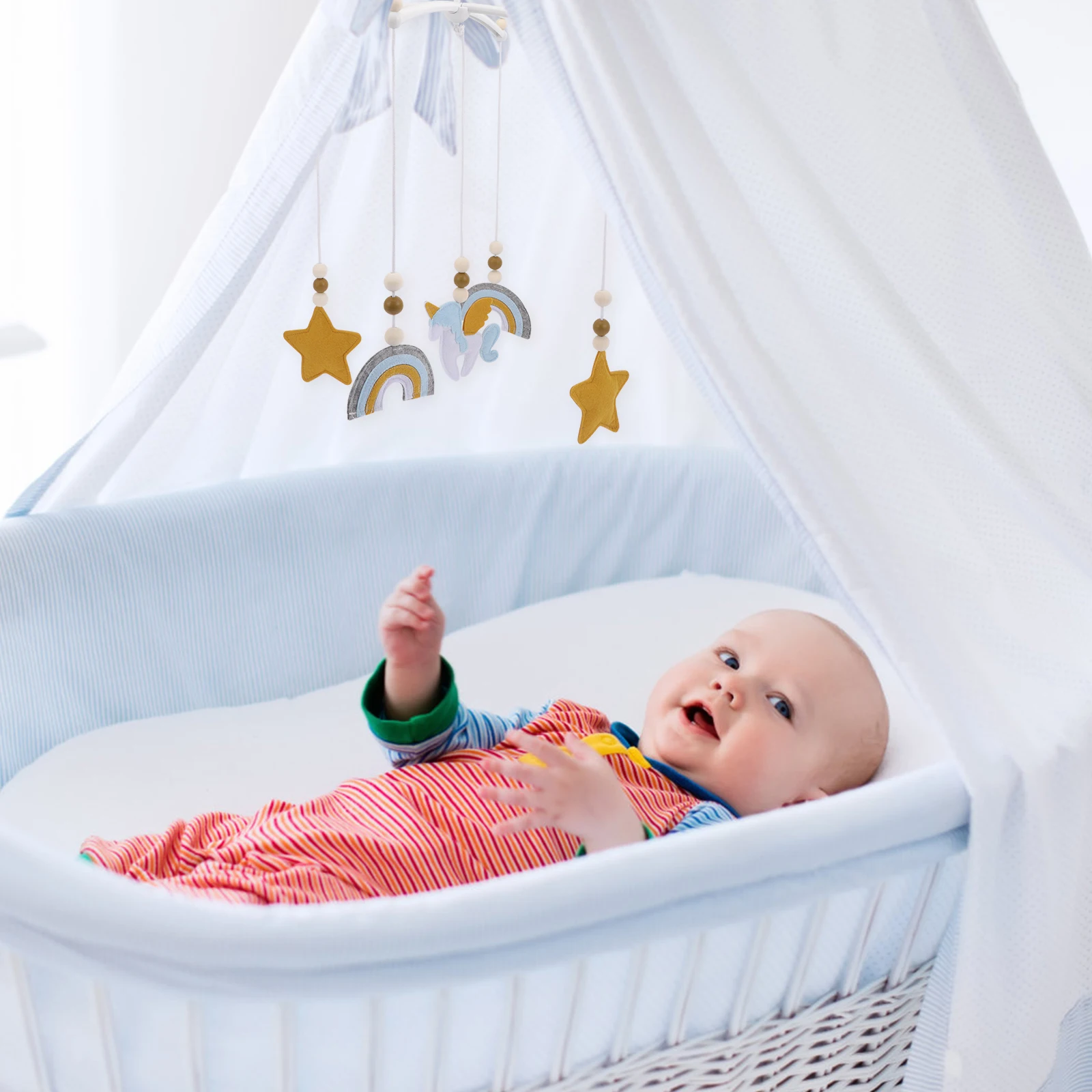 

Crib Bell Baby Room Decoration Hanging Toys for Babies Infant Seat Cot Felt Bed Mobile Hanger