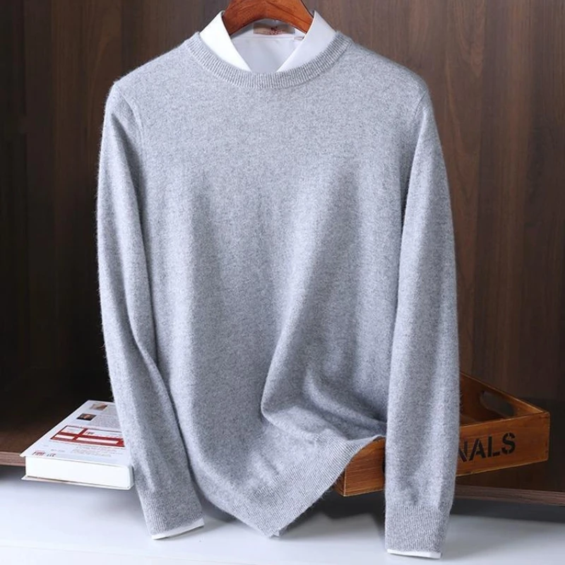 

Кашемировый свитер 2025 года, пуловеры с круглым вырезом, мужские свободные рубашки большого размера S-3XL, трикотажная нижняя рубашка, осень-зима, новый корейский повседневный мужской топ