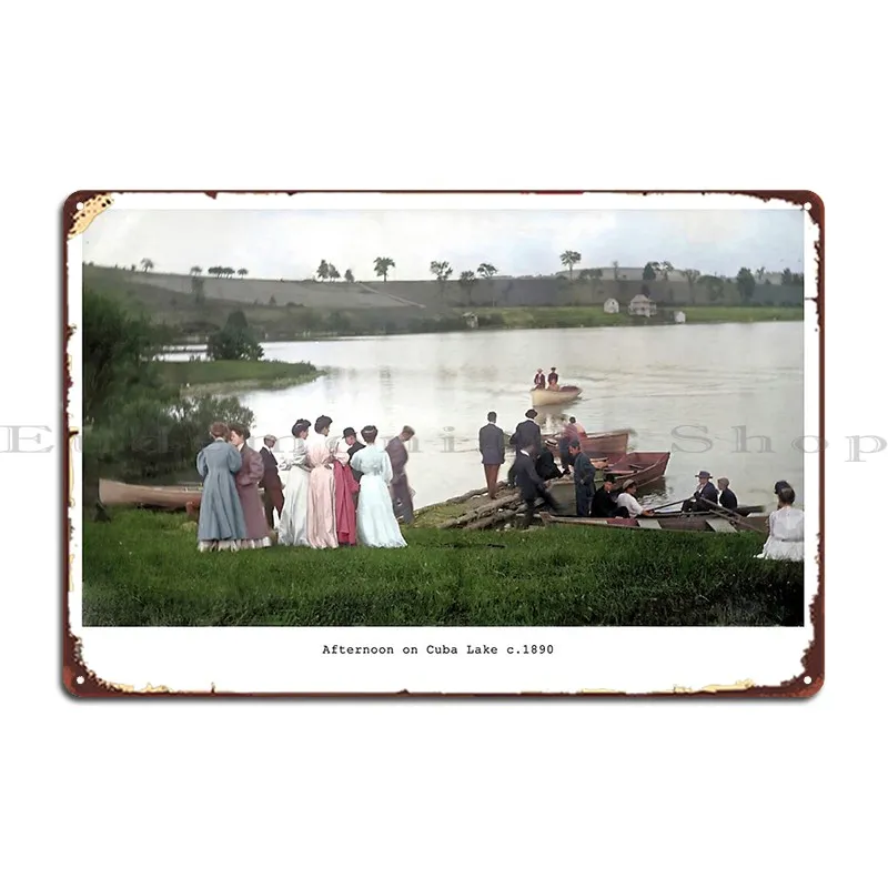 Cuba Lake C 1890 Afternoon On The Lake Metal Plaque Garage Kitchen Create Club Rusty Tin Sign Poster