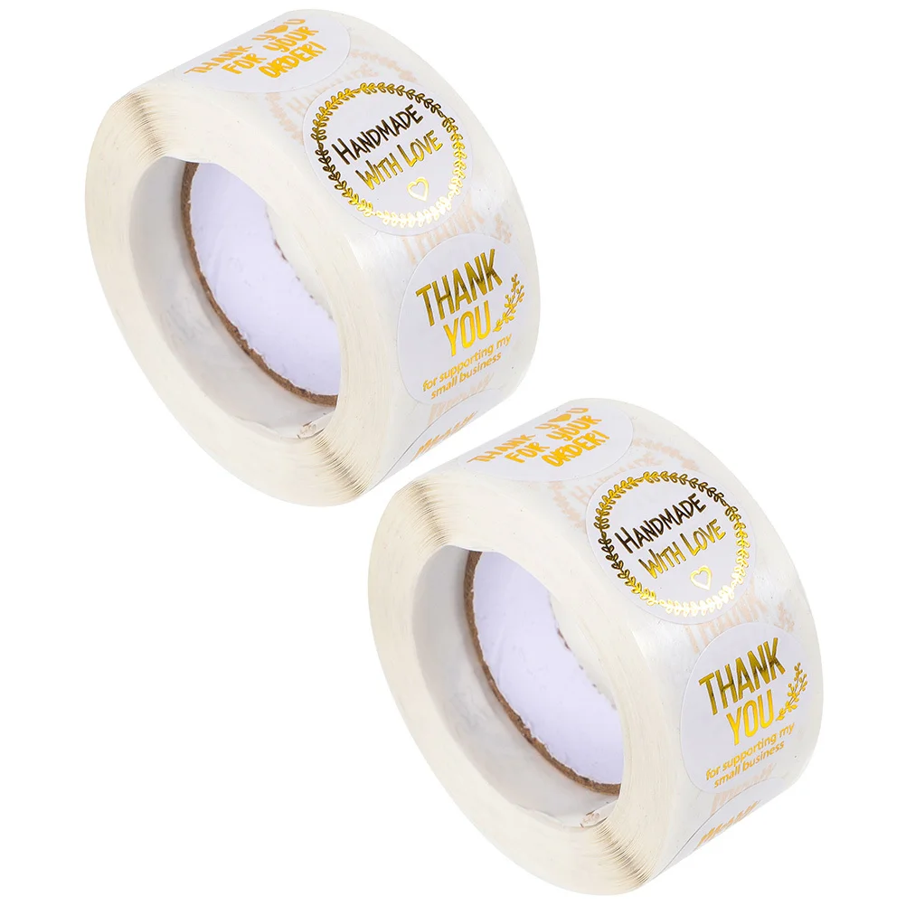 

2pcs 2 Rolls Gold Foil Thank You Sealing Stickers For Baked Goods Soap Bottles Gift Bags Cookie Wrapping Baking Crafts