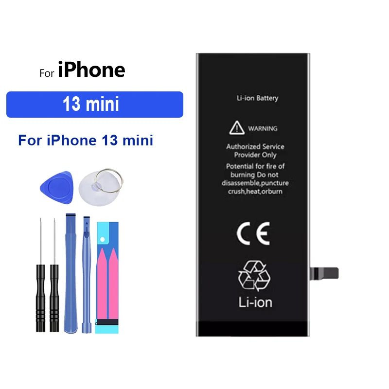 Mobile Phone Battery For iPhone 13 14 15 12 11 8 7 6 6S 5 5S 5C 4S Pro Max Plus Mini 13pro High Capacity Replacement Bateria