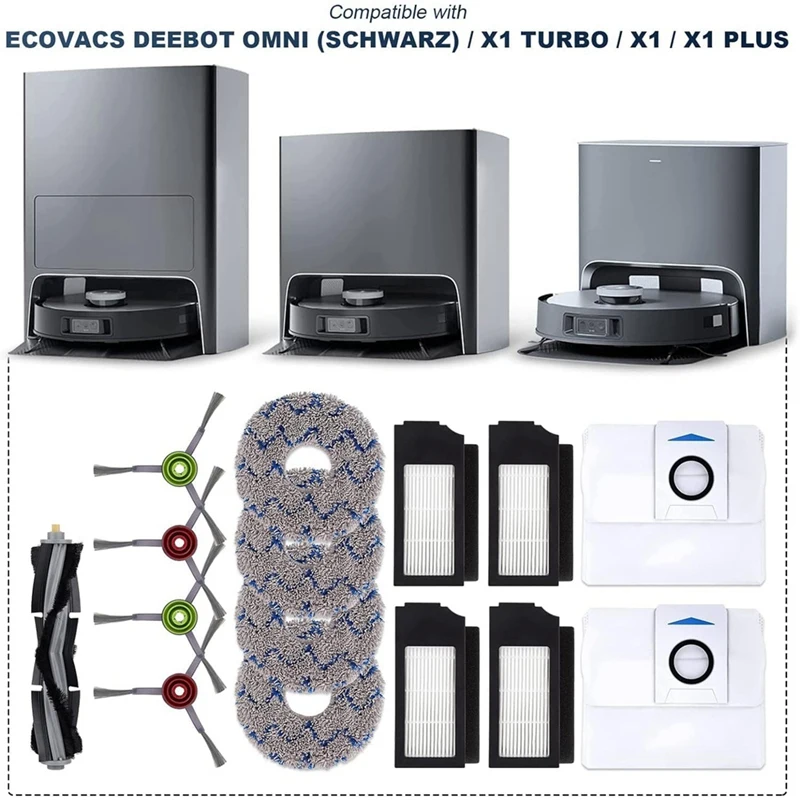 Für ecovacs deebot x1 omni turbo t10 t20 omni t20/t20 max/t20 prorobot staubsauger hauptseiten bürsten filter mop beutel teile