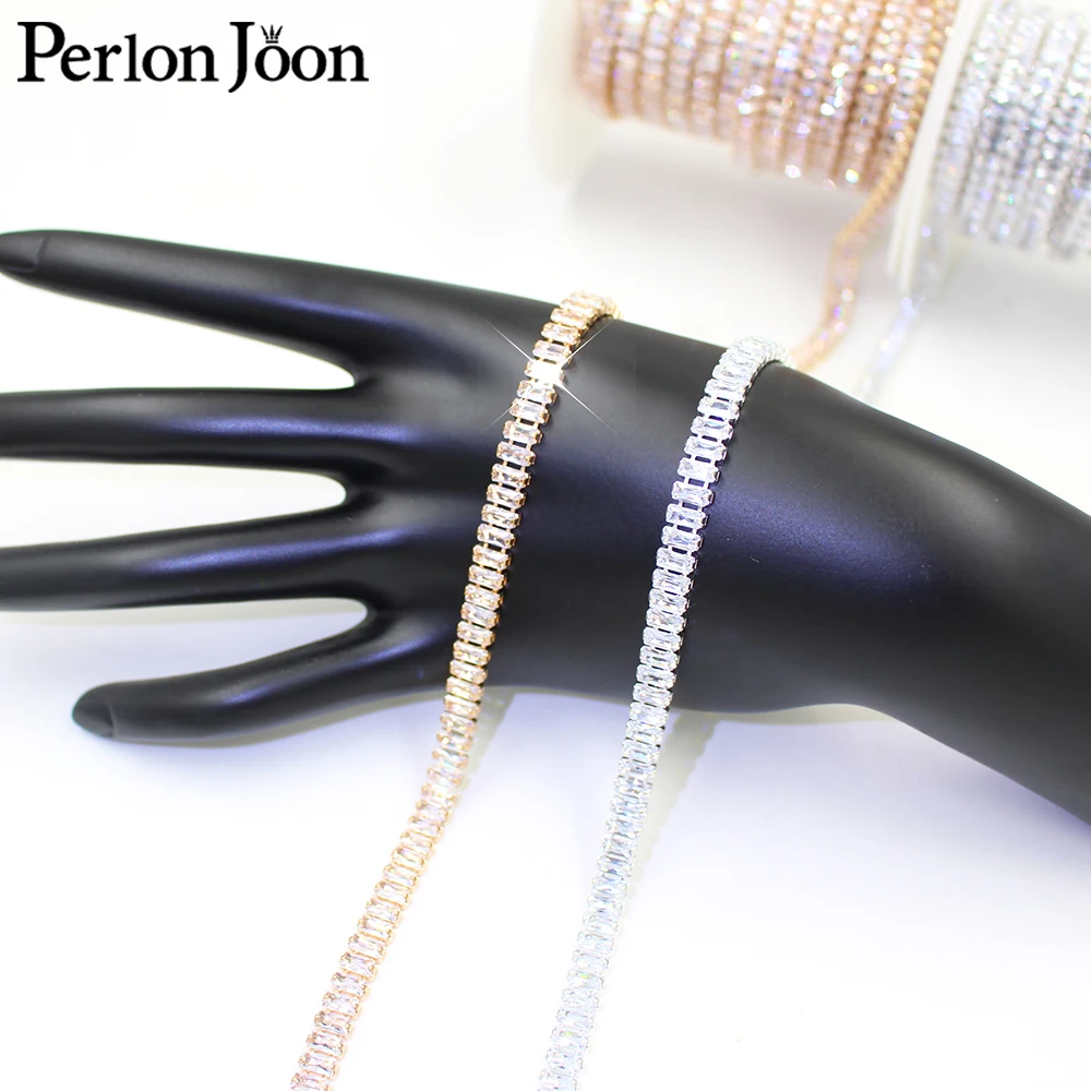 Shiny shoes bag decorative accessories 2.5*5mm Zircon chain rectangular crystal trim Chain Rhinestone trim ML174