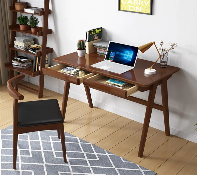 Rubber Tree Wood Desk Writing Table, Simple Desk, Computer Table, Office Furniture, Writing Table, Bedroom Table