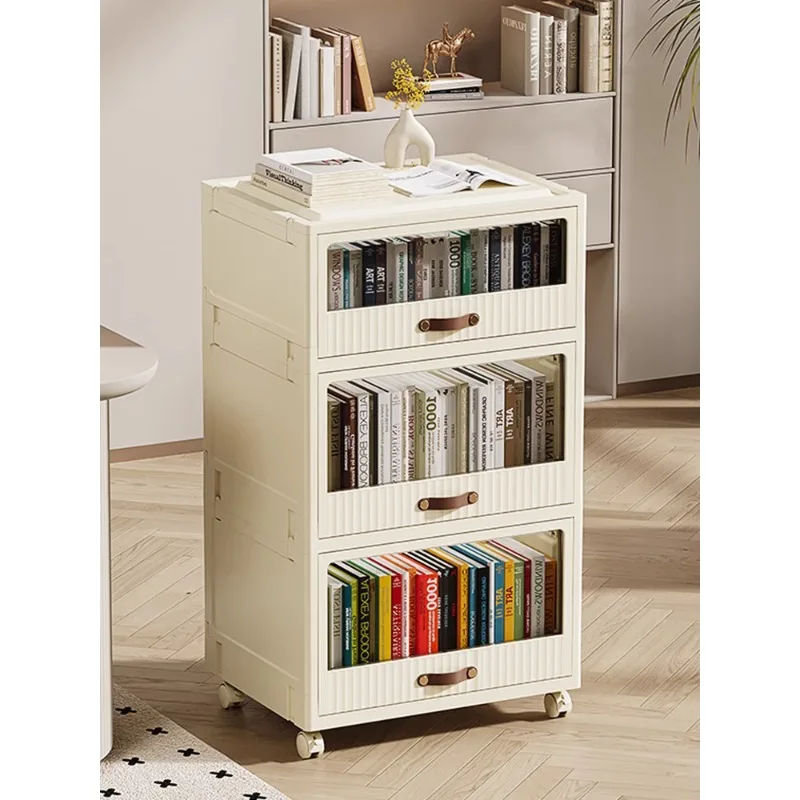 Children's bookshelf storage cabinet, household storage foldable snack multi-layer drawer cabinet