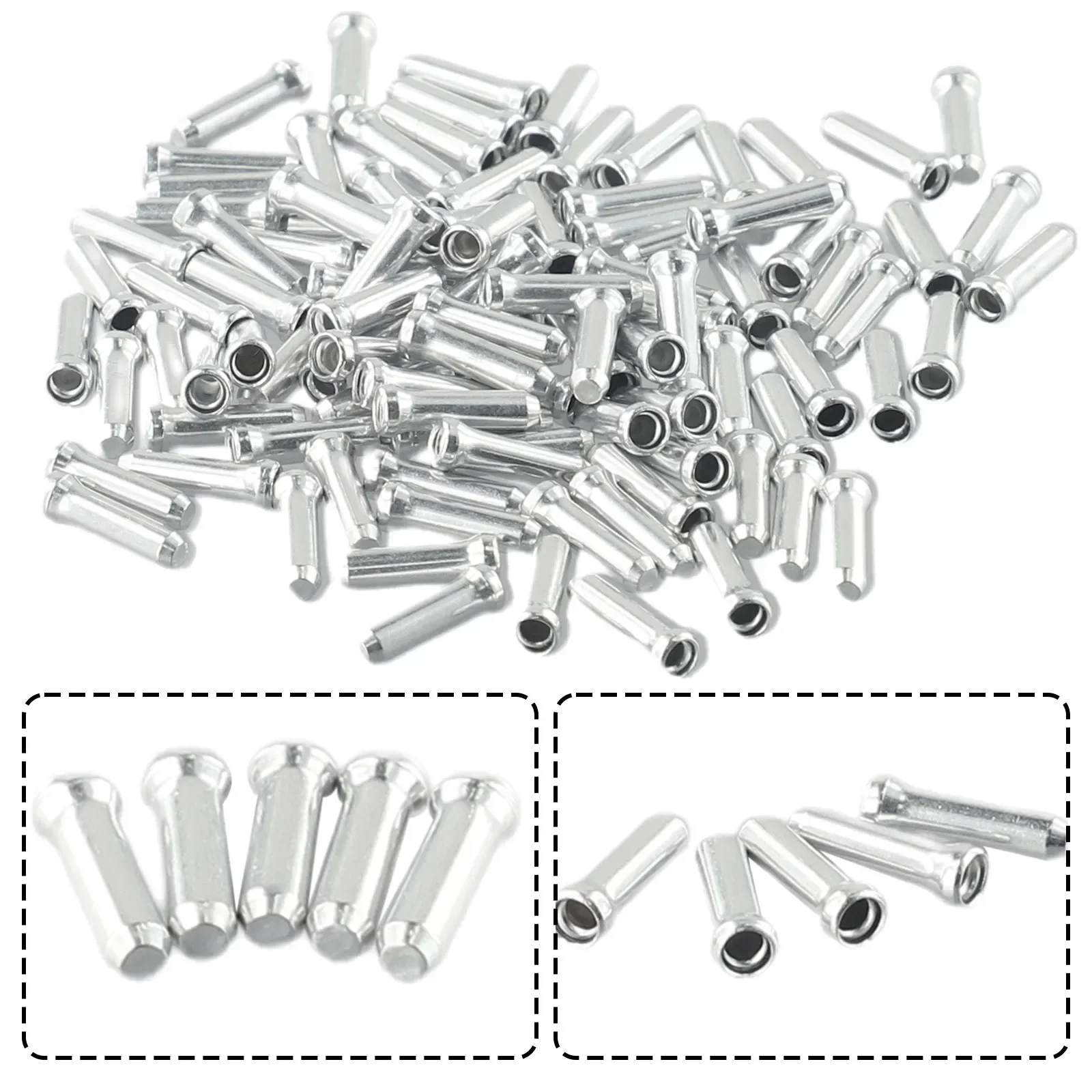 100PCS Bicycle Cable End Cap 12x2mm Aluminum Alloy Brake Shifter Inner Cable Tips Crimps Bike Derailleur Shift Wire Ferrules