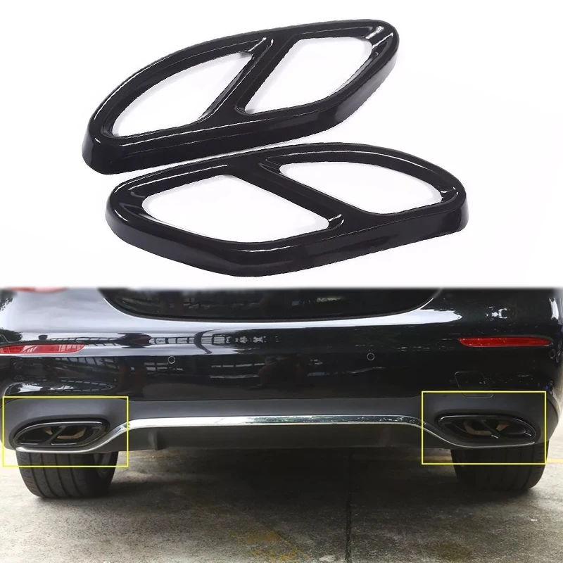 

1Pairs Car Stainless Steel Exhaust Pipe Cover Trim For Mercedes Benz A B C E Class CLA GLC GLE GLS Black Exhaust Pipe Tip Cover