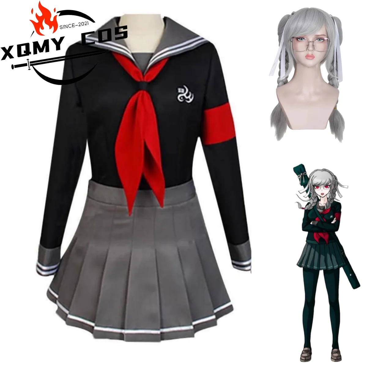 

XQCustom Любой размер Плюс Размер Игра Pekoyama Peko Косплей Костюм Парик Японская JK Униформа Рубашка Юбка Мужчина Женщина Сексуальный Карнавальный Костюм