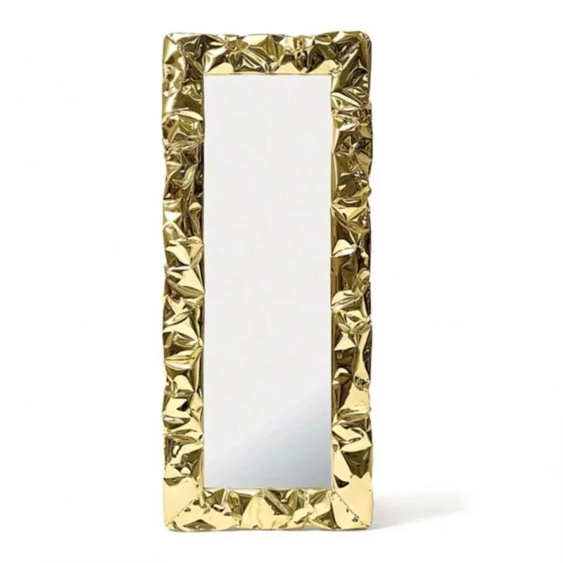 

Italian design vanity mirror European home full body gold metal long mirror suitable for living room and bedroom
