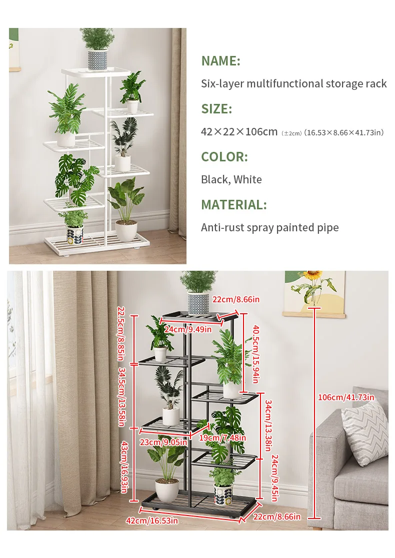 Flower Stand Rack Storage Shelf Iron Plant Holder Home Garden Flower Pot Organizer Living Room Balcony Storage Rack Shelves