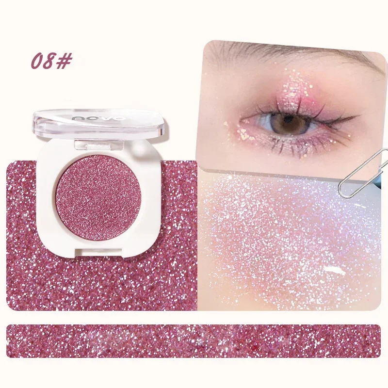 Monochrome Glitter อายแชโดว์ Pearlescent Highlighter Powder แต่งหน้า Diamond Eye Shadow Palette Bright Shiny Eye แต่งหน้าเครื่องสําอาง