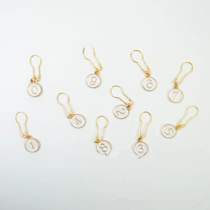 1 Set ( 10 PCs/Set) Zinc alloy Knitting Stitch Markers Number 0-9 For DIY Craft Marker Tools