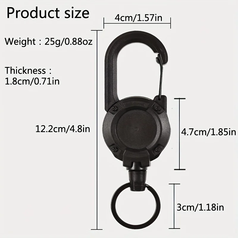 2/4/8pcs Outdoor Retractable Keychain Heavy Duty Carabiner Badge Holder Retractable ID Badge Clip Reel Key Chain for Fishing - náhled 5