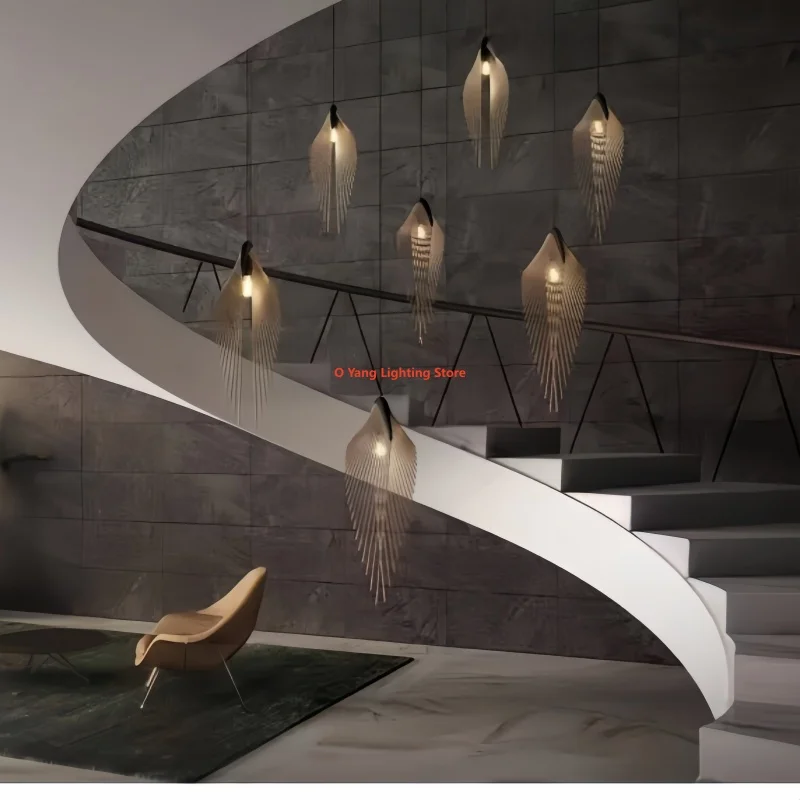 Retro Bird's Wing Living room Chandeliers for Restaurant Staircase Pendant Lamps Modern Home Decor Suspension Luminaire Lampen