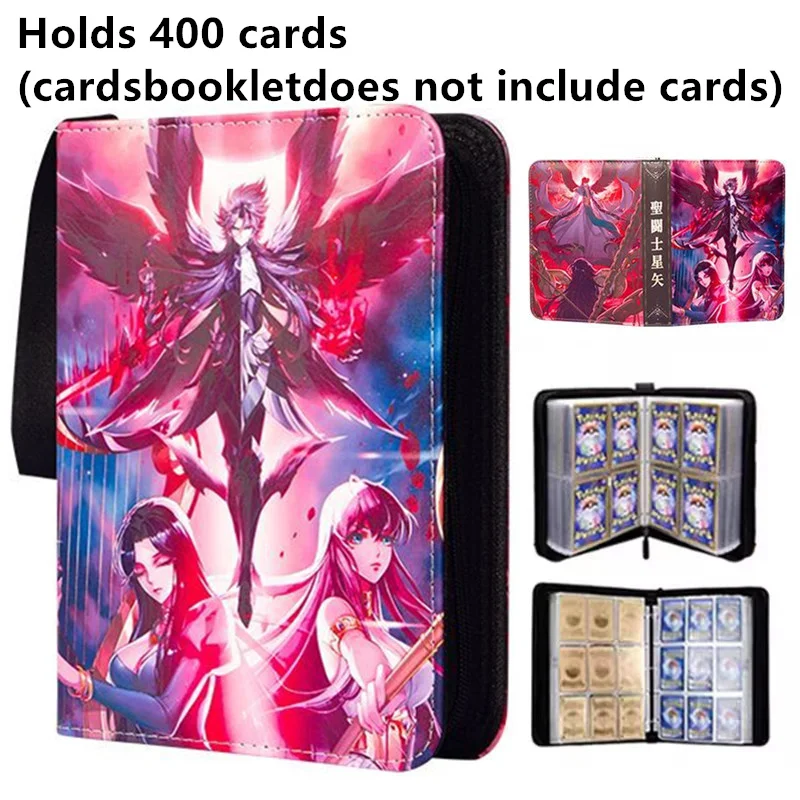 400pcs Saint Seiya Card Album Book Folder 4 Card Slots Collections Zipper Double Pocket Zipper Card Binder Holder