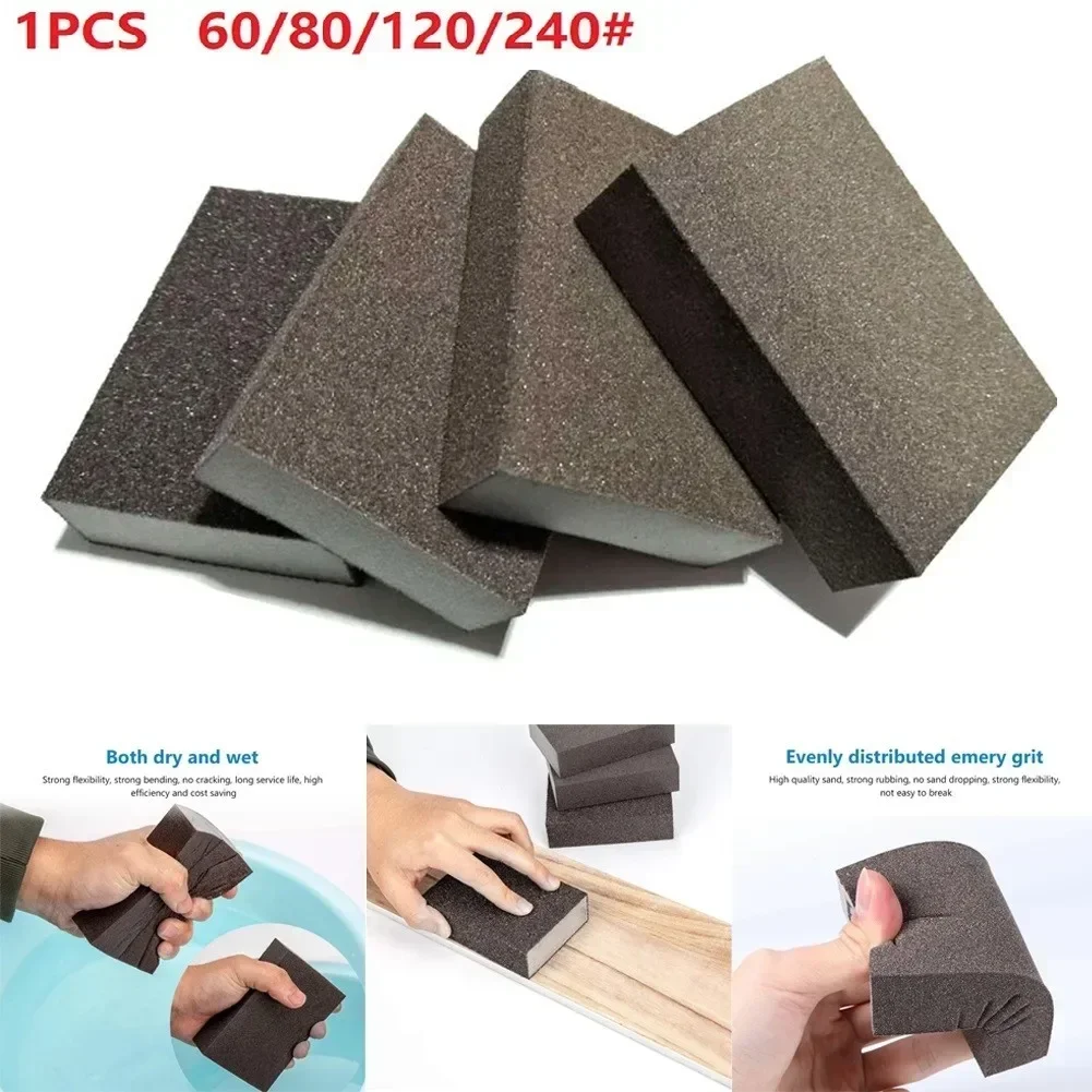 1pc Sanding Sponge Blocks Grit 60/80/120/240 Sander Sponges Sandpaper For Metal Wood Glass Polishing Sand Brick Abrasive Tool