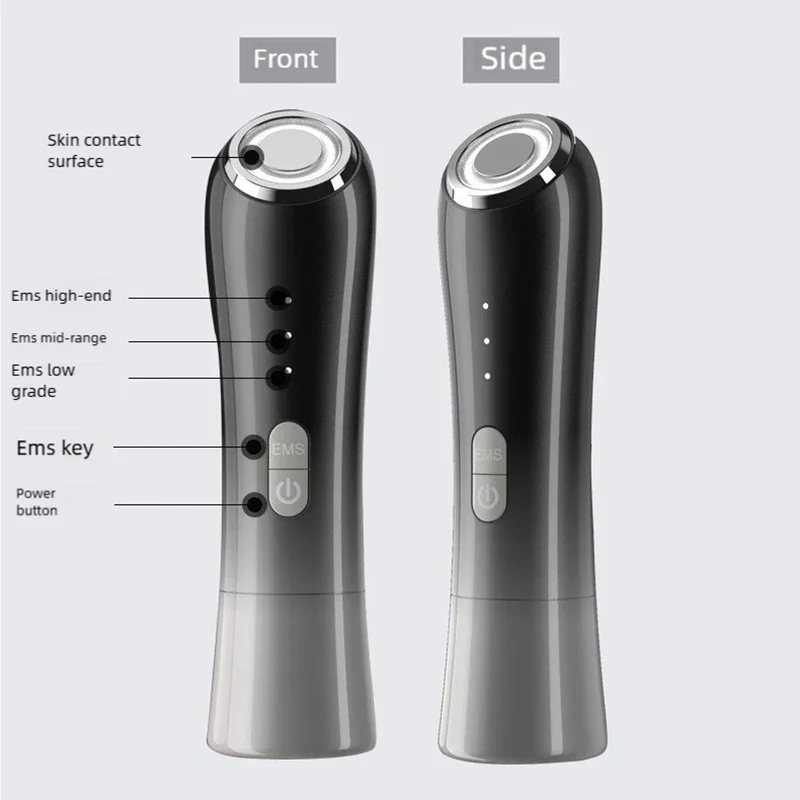 Mini dispositif ultrasonique RF EMS pour raffermissement de la peau du visage, rouge et bleu, appareil de Lifting du visage, menton, cou, yeux, masseur Anti-rides, usage domestique