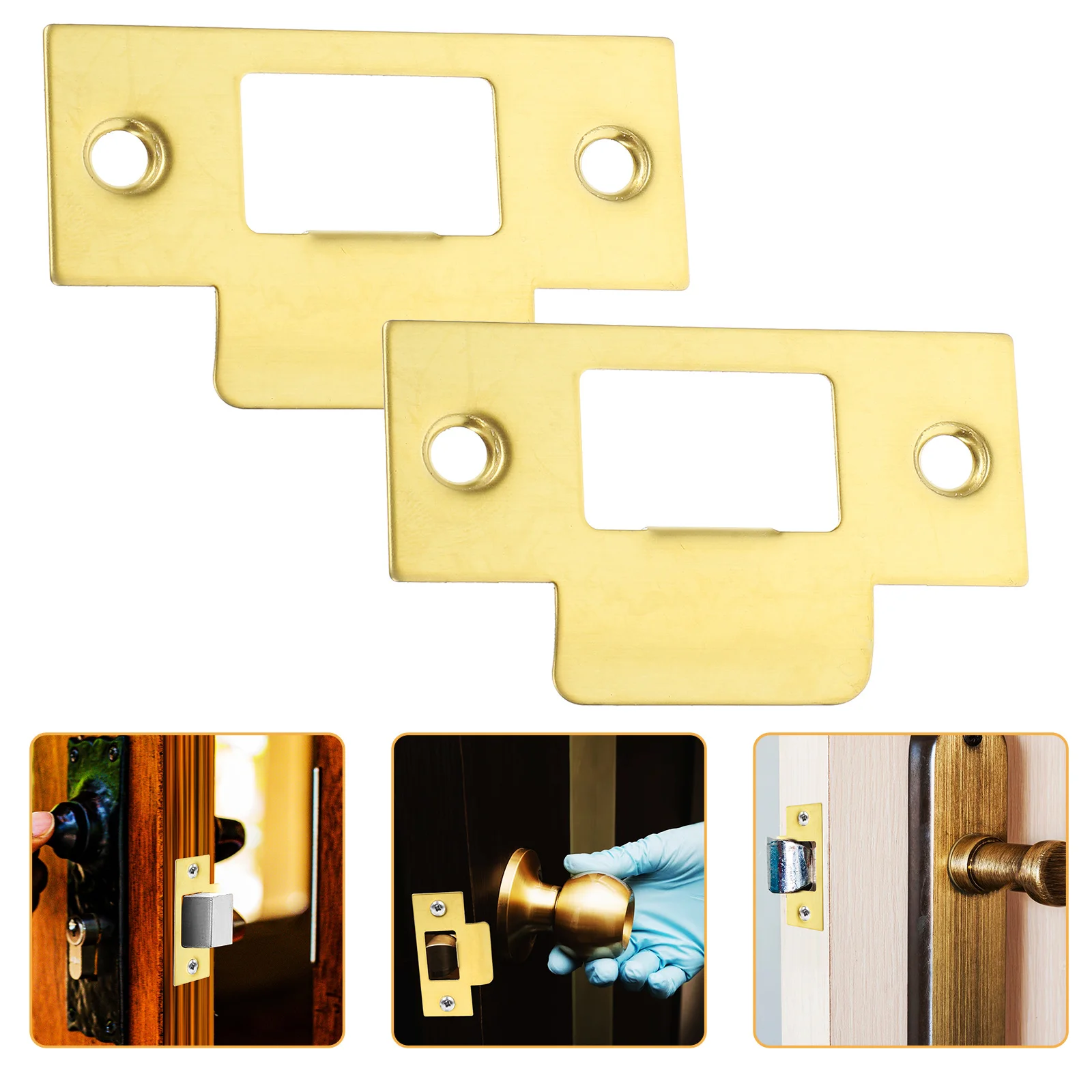 

2pcs Stainless Steel Deadbolt Strike Plate Door Reinforcement Kit For Hole Filler Security Upgrade