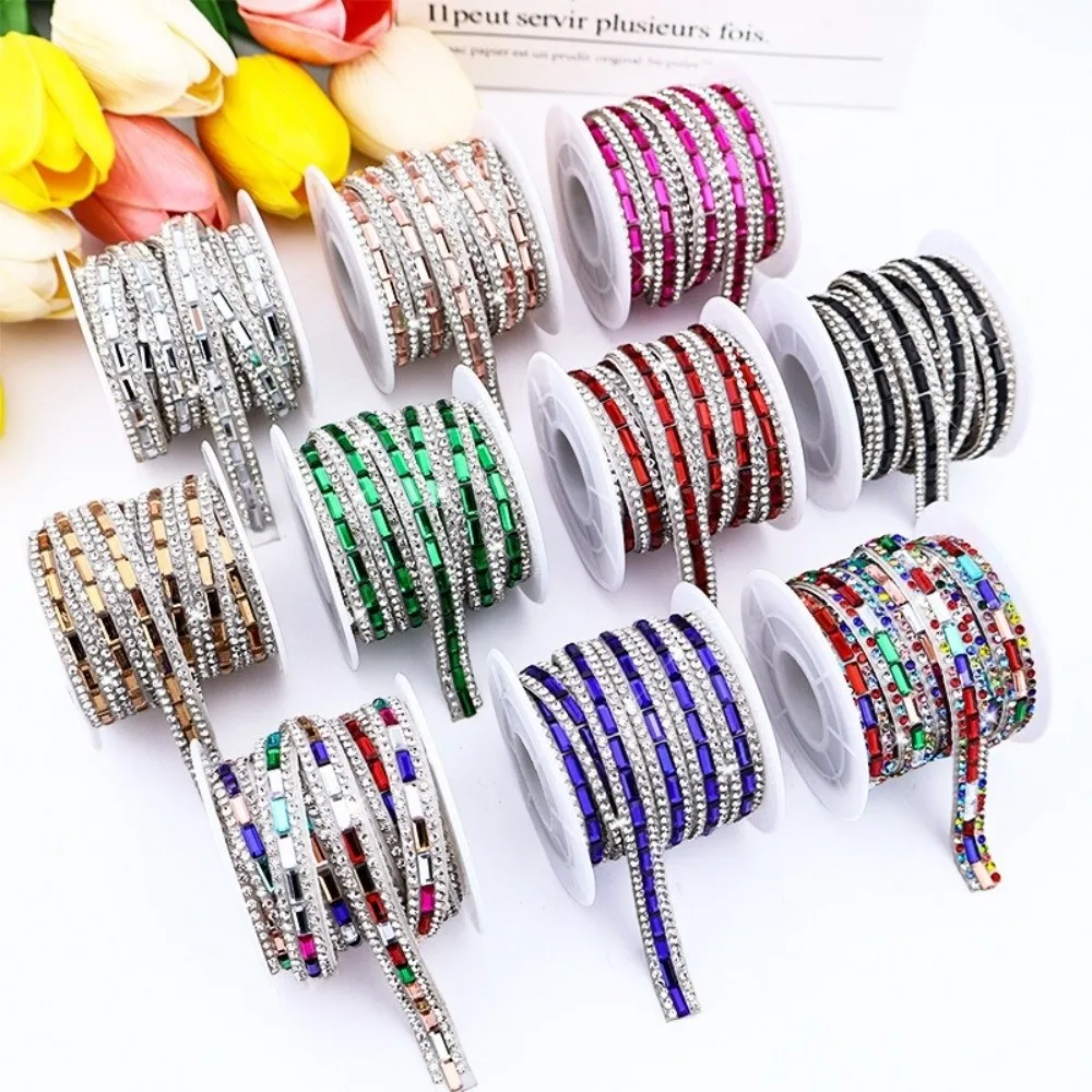 

Rhinestone Trim Colorful Crystal Strip Self Adhesive Flexible Rhinestone Strip DIY Supply Shiny Apparel Accessory Bag Decor