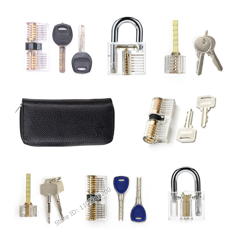 Multifunctional Training Padlock Kit Steel Hand Tools Hardware Repair Tools Transparent Practice Lock Tool Set