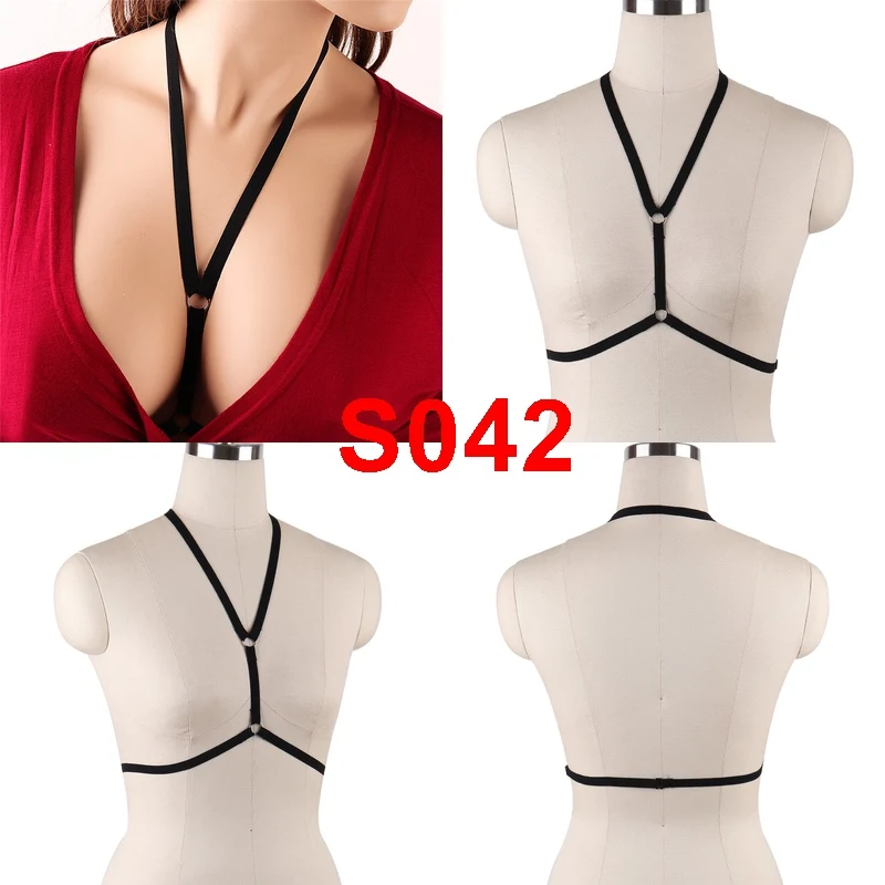 BONDAGE STRAPPY Pentagram Harness Tubuh Wanita Bra Erotis Aksesori Goth Bra Tanpa Cup Festival Lingerie Seksi Rave