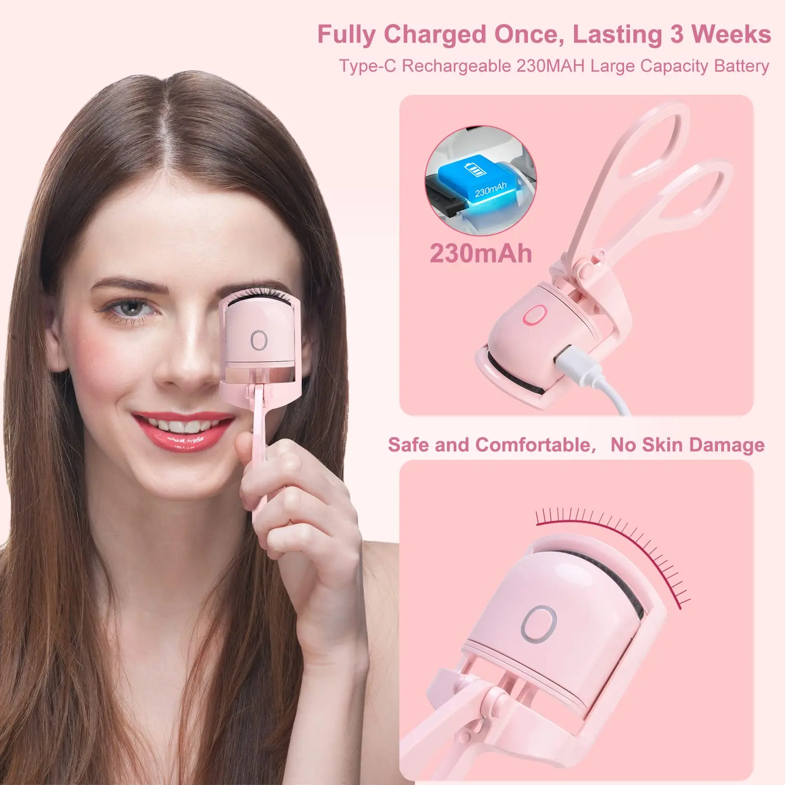 High Quality Handheld Eyelash Heated Curler Quick Heating and Easy Use Ideal Gift for Women Girlfriend