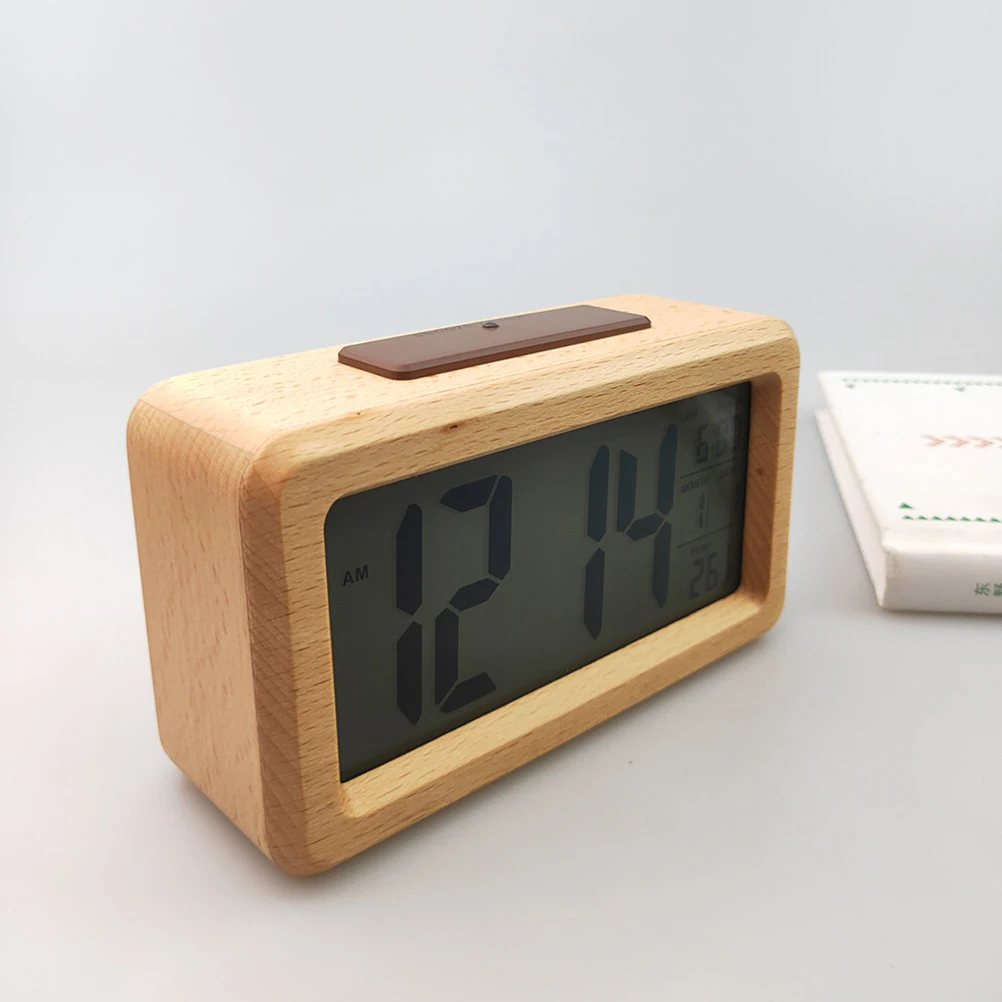

LED Solid Wood Electronic Clock Child Digital Alarm Bedroom Bamboo Wooden Clocks