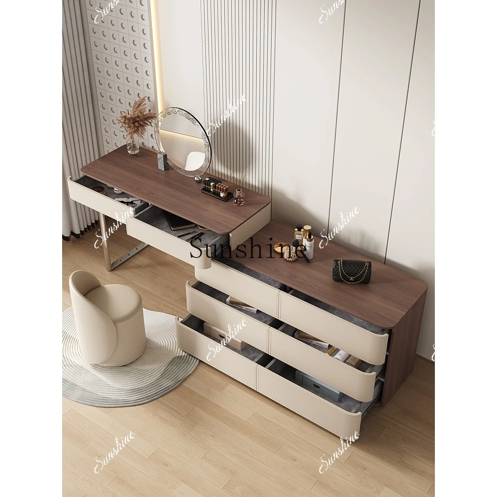 

Bedroom modern minimalist high-end French retro style saddle leather storage cabinet FT