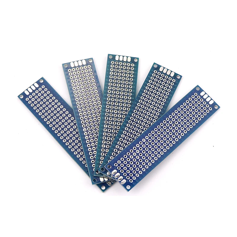 Double Side Prototype PCB Kit, Placa de Circuito Impresso, Conjunto Protoboard Universal, DIY, Amarelo, 2x8cm, 15Pcs