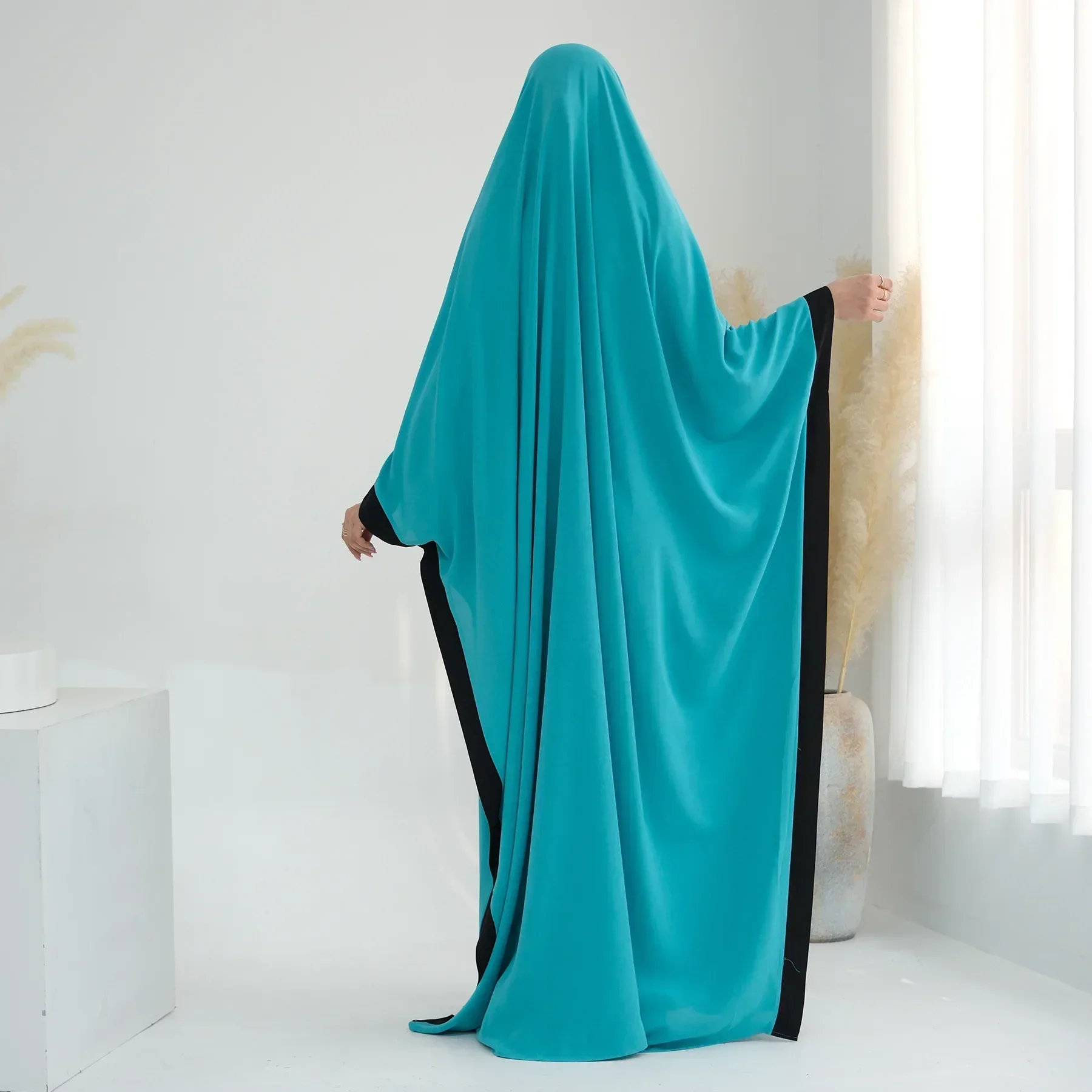 

Eid Djellaba Ramadan Muslim Women Hooded Maxi Dress Prayer Garment Islam Clothing Arabic Robe Turkey Kaftan Kebaya Jalabiya Gown
