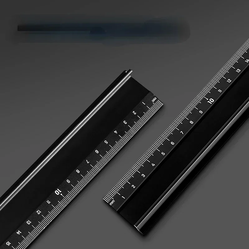 20/30/45CM Black Aluminium Alloy Straight Ruler High Percision Measuring Tool Ruler Multifunction School Office Drawing Supplies