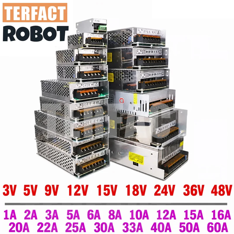 3V 5V 9V 12V 15V 18V 24V 36V Power Supply 1A 2A 3A 5A 6A 8A 10A 20A 50A Switching Power Supply 12 V Volt 220V to 12V AC-DC SMPS