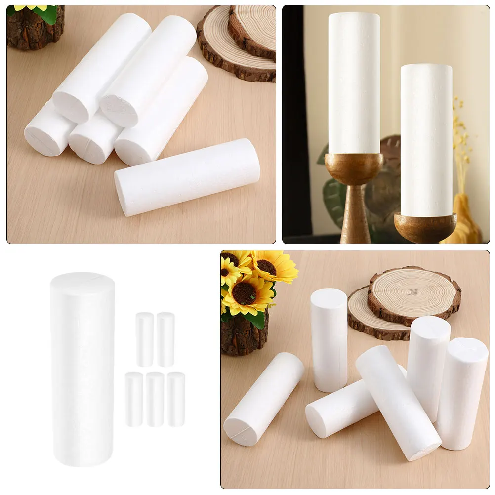 

6pcs Foam Cylinder Decorations DIY Craft Christmas Valentine School Projects Polystyrene Shapes Cylindrical Ornaments