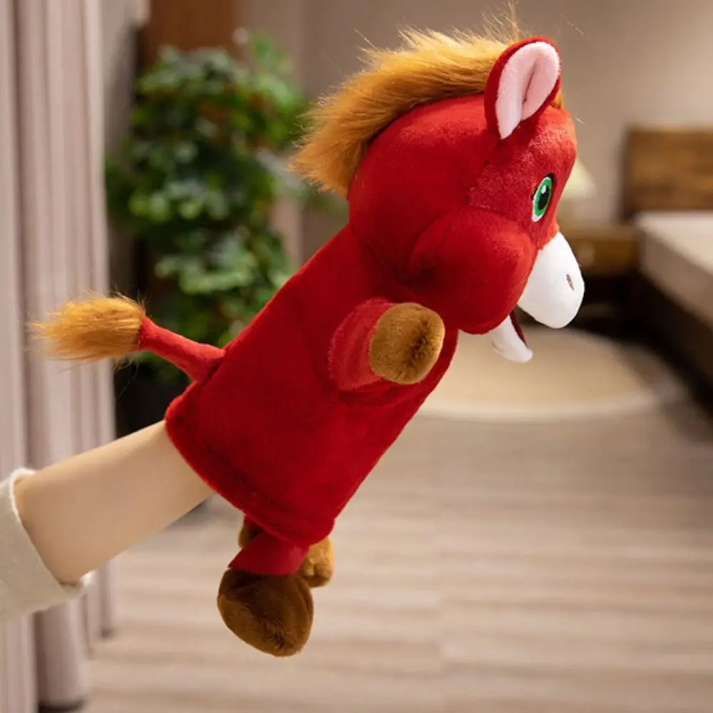 Cavalo animal pequeno cavalo fantoche storytelling macio cavalo de pelúcia brinquedos simulação educação precoce mão dedo história fantoche