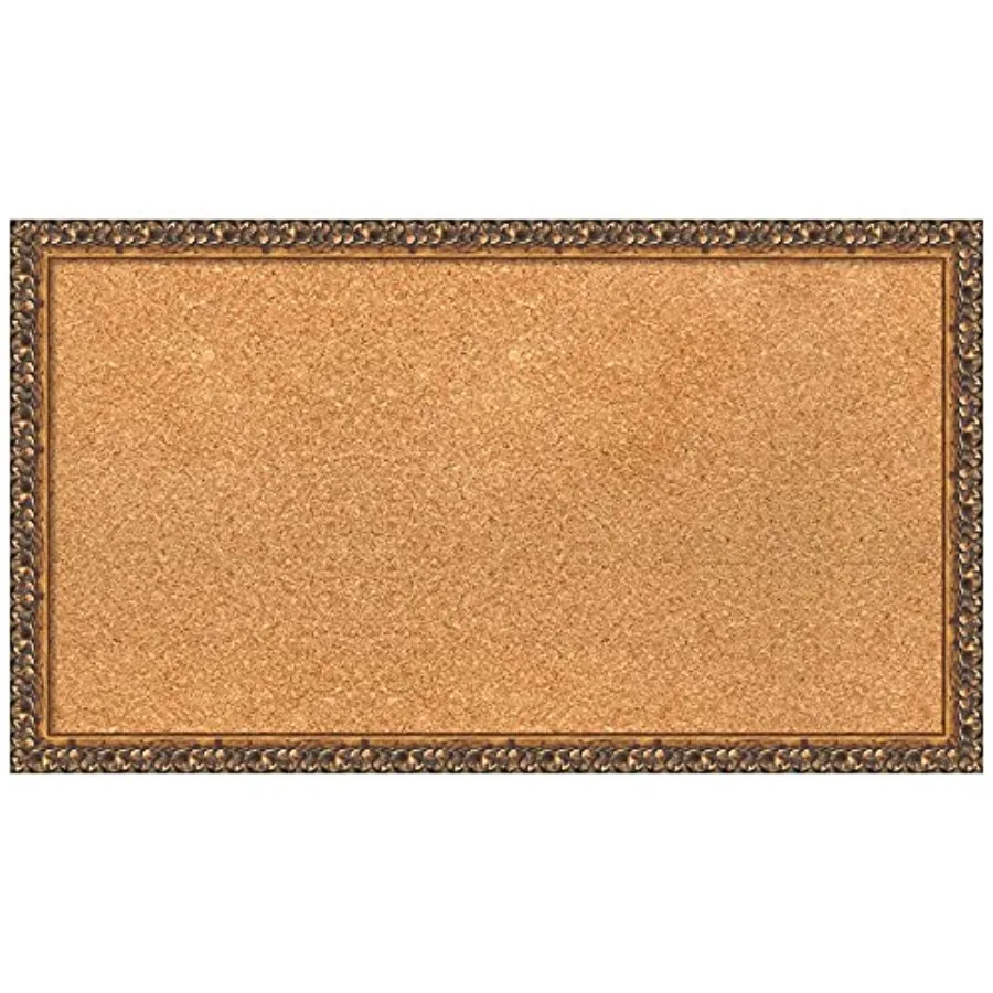 

Натуральная пробковая доска для стен 16x28, доска для заметок с бронзовой рамкой, средняя пробковая доска для офиса и домашней организации, традиционный дизайн