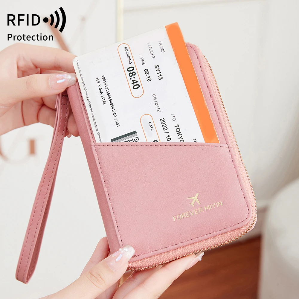 حقيبة جواز سفر ريترو للرجال والنساء غطاء جواز سفر عصري RFID متعدد الوظائف من جلد البولي يوريثان مشبك جواز سفر إكسسوارات السفر #5