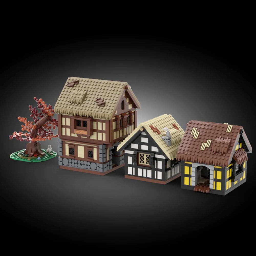 Construcción Moc, casa Medieval, árbol, modelo de construcción estéreo, bloques de construcción modulares, regalo de Navidad, juguete para niños, juego de Año Nuevo DIY