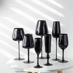 Black Slim Goblet Black Porcelain Crystal Glass Red Wine Glass Bordeaux Cup Home Decoration Ornament Wine Glass Champagne Glass