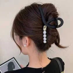 13CM Vintage corea Matte Big Hair Claw Clip da donna elegante perla fermaglio per capelli granchio fermaglio per capelli copricapo da donna regalo di gioielli